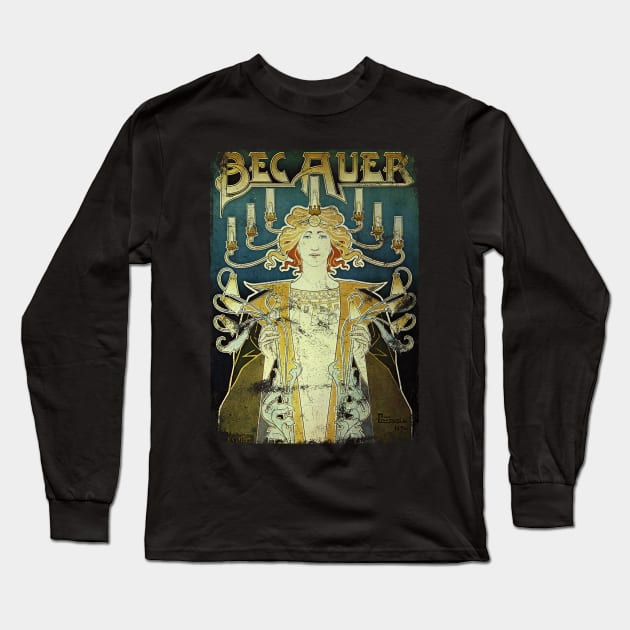 Art Nouveau - Bec Auer Alphonse Mucha Long Sleeve T-Shirt by AltrusianGrace